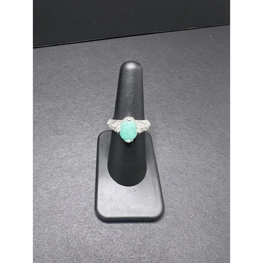 Judith Ripka 925 Sterling Silver Faceted Cushion Aqua Amazonite Ring Size 7
